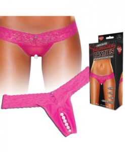Crotchless Panties Pearl Beads Pink M/L
