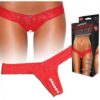 Crotchless Panties Thong Pearl Beads Red M/L