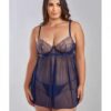 Jennie Cross Dyed Galloon Lace & Mesh Babydoll Navy 1x