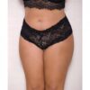 Lace, Pearl Boyshorts Satin Bow Accents Black 3X/4X