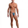Male Power Neon Lace Posing Strap Turquoise O/S
