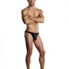 Male power e-z access button thong large/x large - black