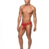 Male Power Hose Mesh Thong Red L/XL