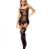Floral Fishnet Bodystocking Black O/s