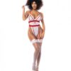 Sexy Nurse Bodysuit & Head Piece White/red S/m