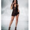Lace & Mesh Babydoll & G-string Black L/xl