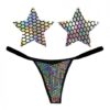 Neva Nude Naughty Knix Mirrored Mayhem Holographic G-string & Pasties - Black O/s
