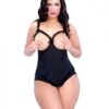 Lace Open Cup Crotchless Teddy Black Queen