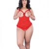 Lace Open Cup Crotchless Teddy Red One Size Queen