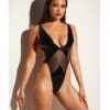 Fetish Limitless Soft Cup High Leg Vinyl & Mesh Teddy Black L/xl