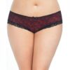 Cage Back Lace Panty Black Red 1X/2X