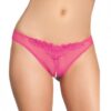 Crotchless Thong With Pearls Hot Pink O/S