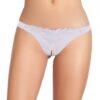Crotchless Thong with Pearls White O/S