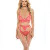 Aura Scallop Lace Longline Bra, Garterbelt & Panty Georgia Peach L/xl