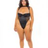 Josephine High Leg Teddy W/removable Fishnet Collared Harness Black 3x