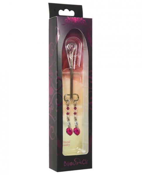 Bijoux Cli Clamp Double Loop with Heart Charm & Fuchsia Beads - Image 2