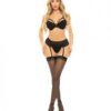 Pink Lipstick Come To Me Bra, Garter Belt & G-string Black M/l