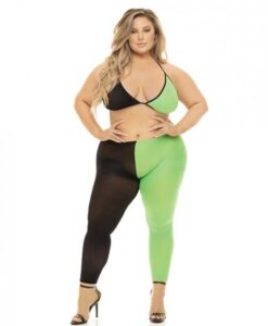 Pink Lipstick Block You Out Bra & Legging Black/green Qn