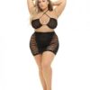 Pink Lipstick Hold On Tight Halter Bra & Skirt Black Qn