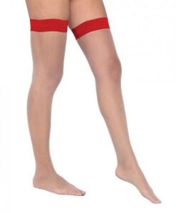 Colored Silicone Stay Up Stockings Red O/s