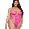 Valentine Bubblegum Heart Metallic Lace & Scallop Embroidered Teddy Pink 2x