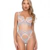 Holiday Snow Queen Metallic Snowflake Embroidered Bra & High Waisted Thong Blue/white Xl