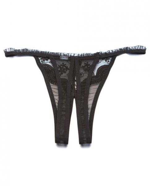 Scalloped Embroidery Crotchless Panty Black O/S - Image 2