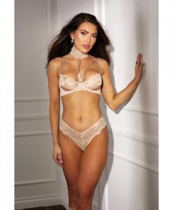 Absolutely Beautiful Stretch Lace Collard Bra & Panty (goes W/soh31549) Nude 38