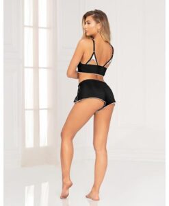 Alternative view of Knit Jersey Bralette Contrast Lace & Shorts Black Md