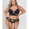 Stretch Lace Cropped Bustier & Cheeky Panty Black 3x/4x