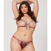 Holiday Rhinestone Bra W/underwire Open Cup & G-string Wine 1x/2x