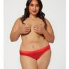 Holiday Stretch Satin Panty W/rhinestone Chain Back Red 3x/4x