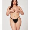 Holiday Stretch Satin Thong W/rhinestone Chain Back Black 1x/2x