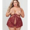 Super Sexy Stretch Lace Babydoll W/g-string Wine Qn