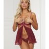 Super Sexy Stretch Lace Babydoll W/g-string Wine O/s