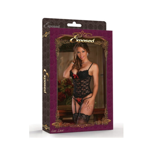 Luv Lace Bustier & G-string Black S/m - Image 3