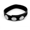 M2M Cock Ring Leather 3 Snaps Black