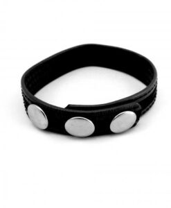M2M Cock Ring Leather 3 Snaps Black