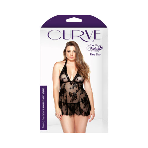 Lace Chemise & Matching G-String Black 1X/2X - Image 3