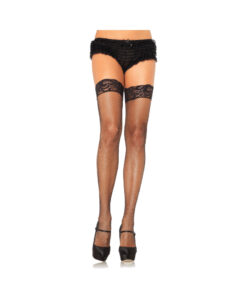 Stay Up Lycar Fishnet W/ Lace Top Thigh Hi O/s Black