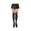 Black Cat Spandex Opaque Pantyhose W/sheer Thigh Accent O/s Black/nude