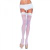 Sheer Thigh High W/ Lace Top Plus White