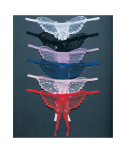 Butterfly Crotchless Panty W/pearl Sequin Detail O/s Assorted 12pk