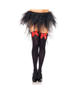 Nylon Over The Knee W/bow O/s White/red