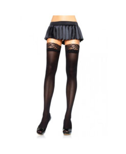 Nylon Stocking Lace Top O/S Black