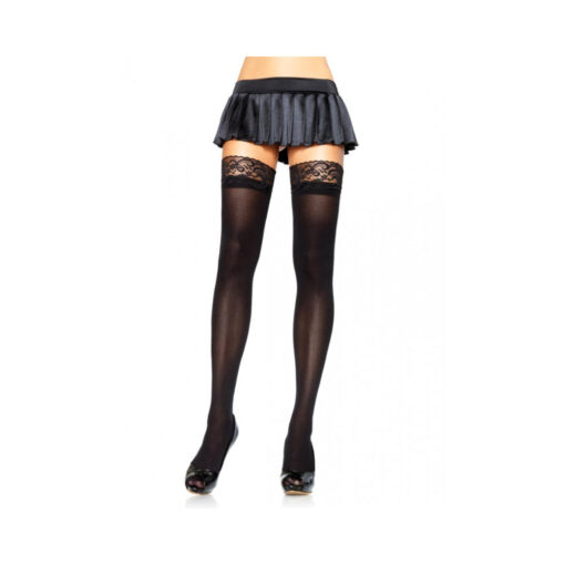 Nylon Stocking Lace Top O/S Black
