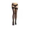 Lace Top Lycra Fishnet Thigh High W/bow O/s Black