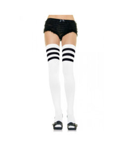 Athlete Thigh Hi W/3 Stripe Top O/s White/black