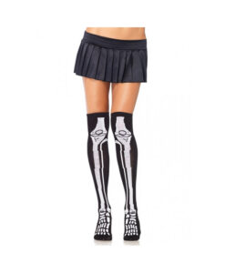 Acrylic Skeleton Over The Knee Socks O/s Black/white