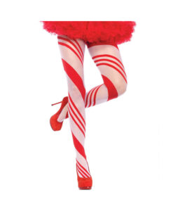 Spandex Sheer Candy Striped Pantyhose O/S Red White